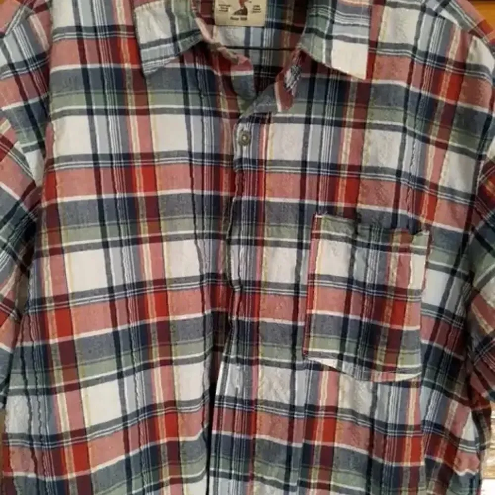 Men's Red Head Brand Plaid Short Sleeve Shirt Duck Goose Casual Work